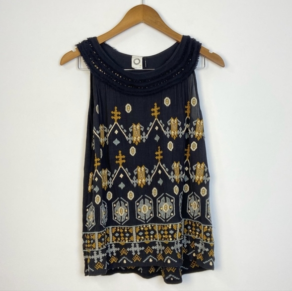 Anthropologie Tops - Anthropologie Akemi + Kin Boho Stitched Embroidered Beaded Top